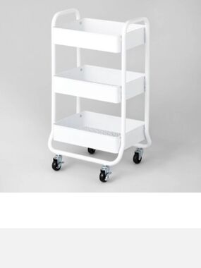 3-Tier White Rolling Storage Cart - Mobile Organizer